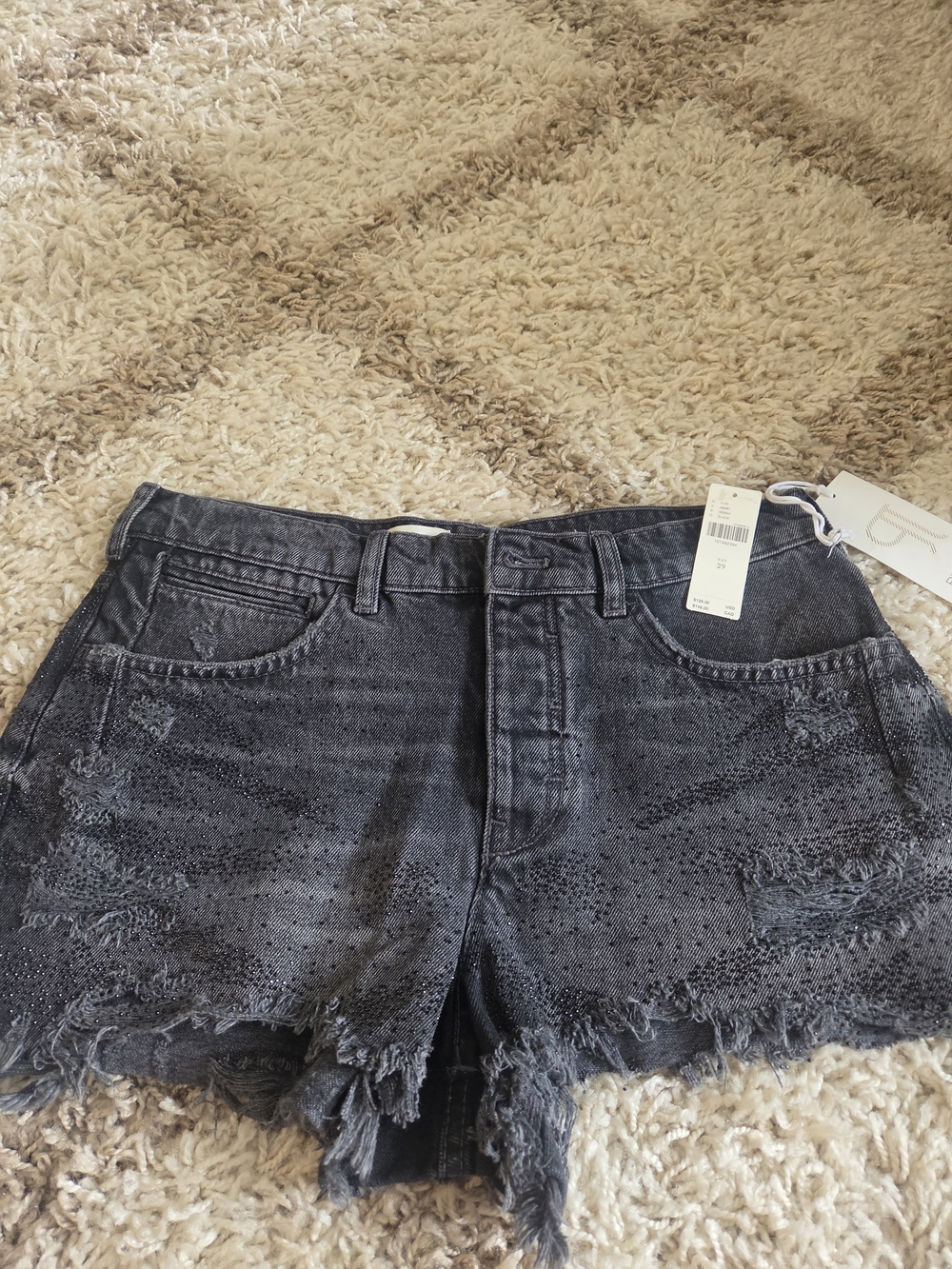 Pilcro Black Distressed Denim Shorts